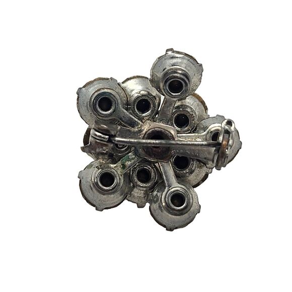 Vintage Round Sparkling Brooch Collar Pin Hat Accent Dazzling Mini 1" - Picture 15 of 16